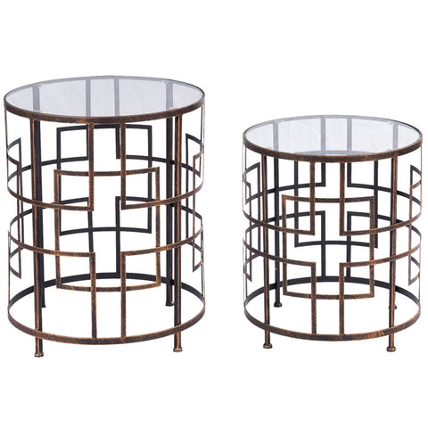 Railey Burnt Gold Iron Abstract Geometric Console Table