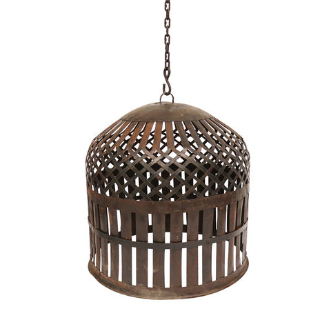 Sahar Industrial Chic Rustic Metal Weave Light Shade Pendant - Medium