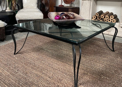 Gothica French Country Coffee Table Iron & Glass
