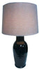 Mexican Ceramic Handmade Lamp Base With Linen Shade (Jet Black)