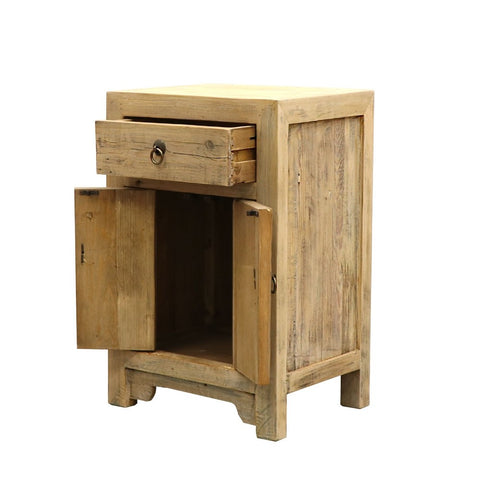 Natural Whitewash Oriental Yellow Bedside Table Sideboard Table / Lamp Table