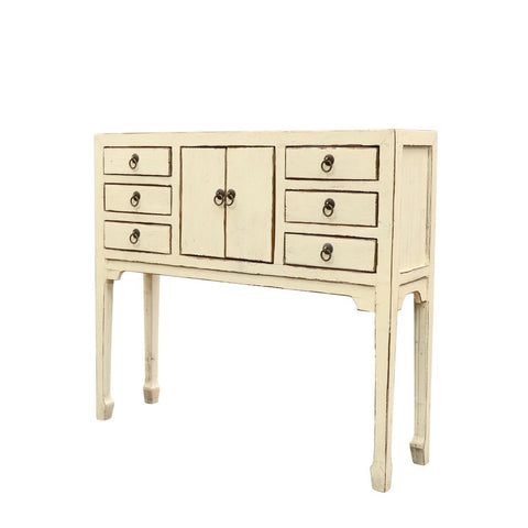 Shabby Chic Oriental Vintage Cream Bedside Console Sideboard Table