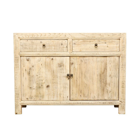 Natural White Washed Oriental 2 Door Sideboard Table