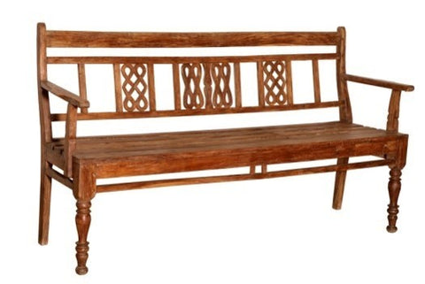 Antique Original Infinity Carved Wooden Bench Seat - Farmhouse Shabby Chic
