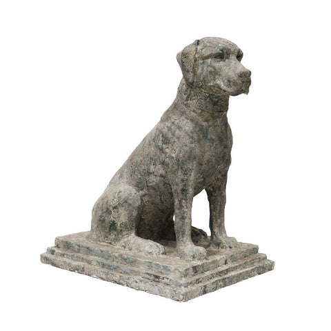 Large Aged Finish Clay Dog Statue Decorative Sculpture