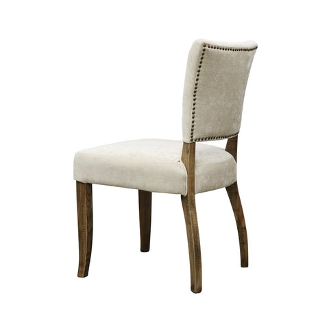 Oak & Cream Linen Sheen Modern Vintage Stud Detail Dining Chair