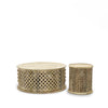 Bamileke Natural Mango Wood Side Table With Carved Lattice Detailing