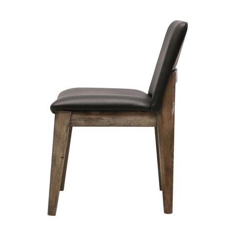 Clifton Architectural Oak Dining Chair - Black Italian Leather