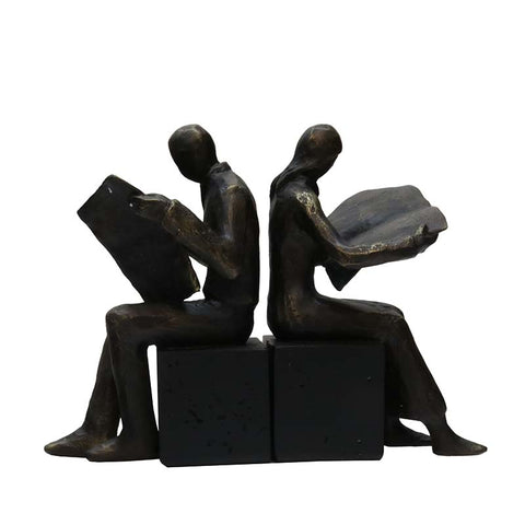 Couple Reading Rustic Bookend Decorative Ornaments