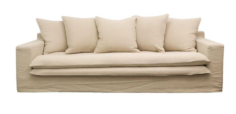 Oatmeal Coloured Keely Slipcover Sofa / Lounge 3 Seater