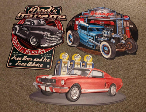 Route 66 Hotrod Garage Texaco & Ampol Quality Embossed Wall Art Sign