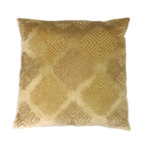 Golden Perle Velvet Beaded Lounge / Chair Cushion 45cm