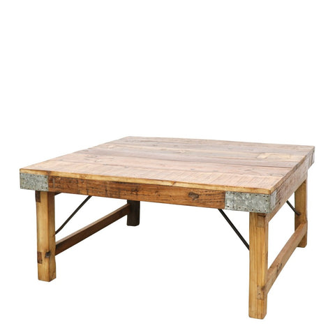 Original Metal Edge Rustic Wood Interior Design Coffee Table