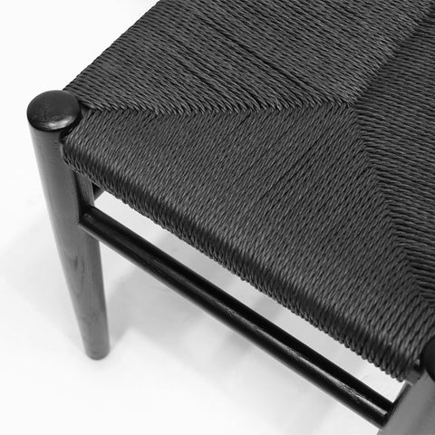 Joffre Black Rattan Weave & Oak Wood Bench Seat 180cm