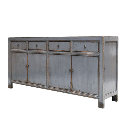 Shabby Chic Grey Oriental 4 Door Sideboard / Hutch