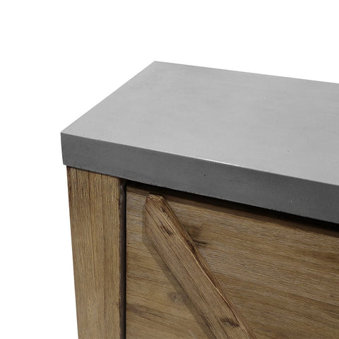 Alorac Modern Concrete & Acacia Hardwood Sideboard - Soft Close Doors & Drawers