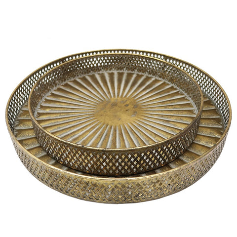 Dakota Decorative Gold Iron Display Trays Set of Two