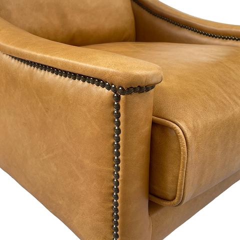 Ralph Armchair / Occasional Chair Vintage Cognac Leather & Oak Wood