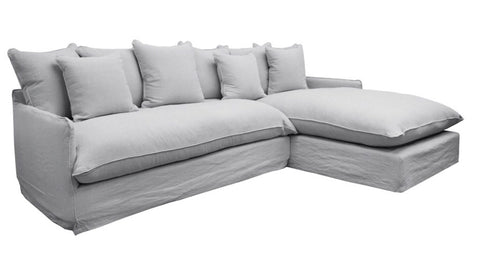 Lotus Luxurious Modern Slipcover 2.5 Seater Modular Sofa / Lounge RH Chaise Cement Grey Colour