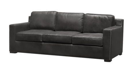 Vasto Modern Comfort Black Italian Leather Three Seater Sofa / Lounge