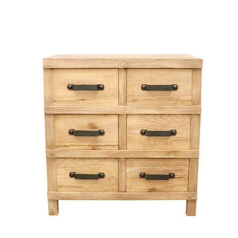 Recycled Elm 6 Drawer Chest - Handcrafted Farmhouse Chic