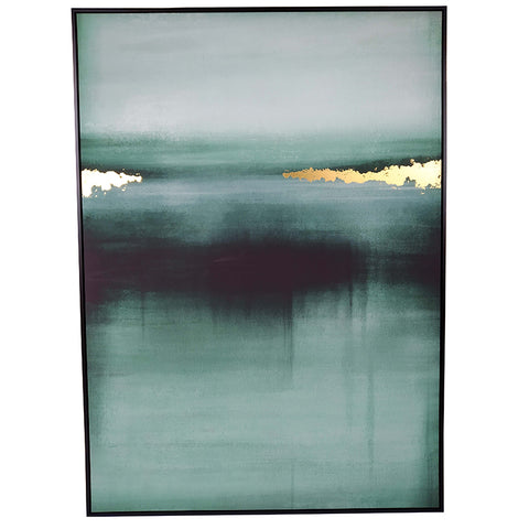 Green Reflections Golden Foil Abstract Canvas Wall Art 1.03m x 1.43m