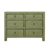 Distressed Green Oriental 6 Drawer Dresser / Commode