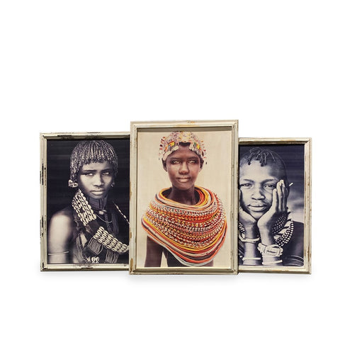 Captivating Kanza Tribal Art Print With Rustic Wood Frame