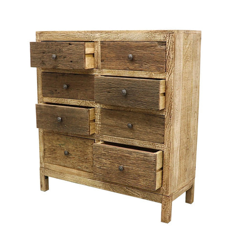 Mango Driftwood Wooden Chest of Drawers - 8 Drawers