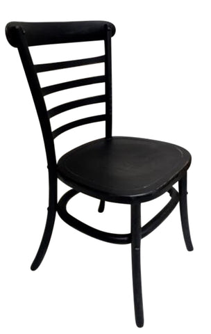 European Ladder Back Style Elmwood Dining Chair - Black