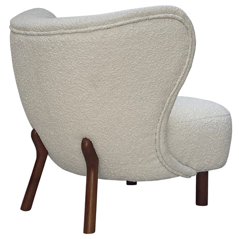 Betty Boucle & Oak Wood Modern Retro Occasional Lounge Chair