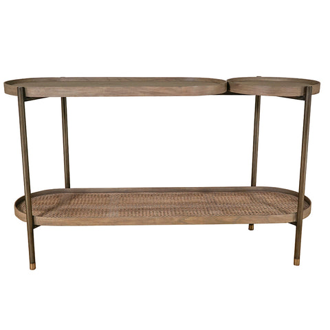 Amba Console Table / Hall Table Beech Wood & Rattan Cane