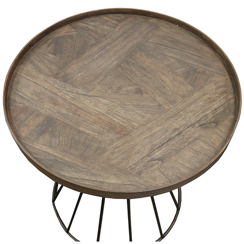 Granada Geometric Patterned Wood & Metal Side Table