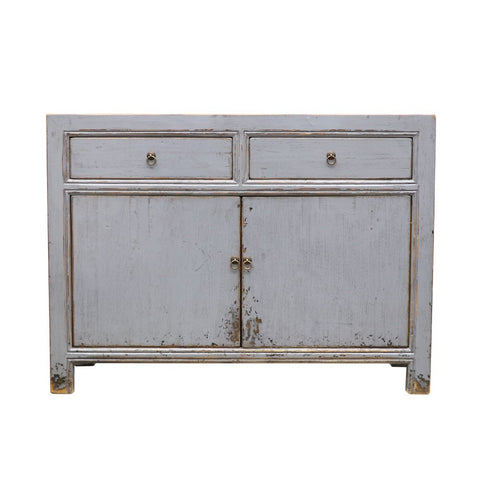 Shabby Chic Blue/Grey Oriental 2 Door Sideboard Table