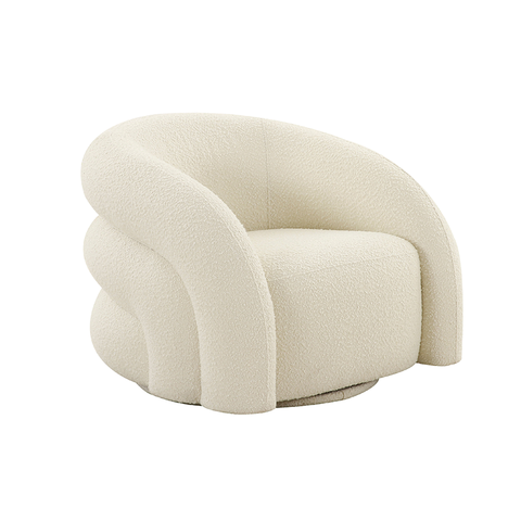 Ivory Boucle Chicago Swivel Lounge Chair / Armchair