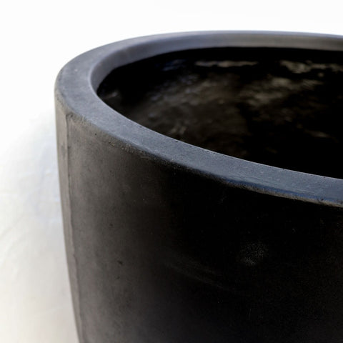 Bullet Black Reinforced Concrete Outdoor Planter With Drainage - Large