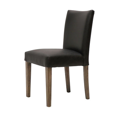 Sasa Modern Chic Oak & Black Leather Dining Chair