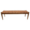 Rupert Tan Leather & Teak Wood Bench Seat