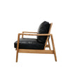 Black Leather & Natural Wood Frame Reid Contemporary Elegance Sofa / Lounge Armchair