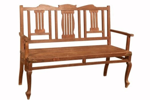 Ornate Antique Original Wooden Bench Seat - Farmhouse Shabby Chic