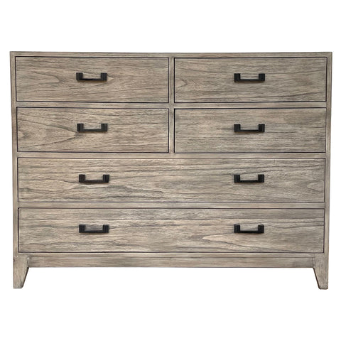 Harvey Dark Oak Modern Rustic Commode / Bedside Table - Six Drawer