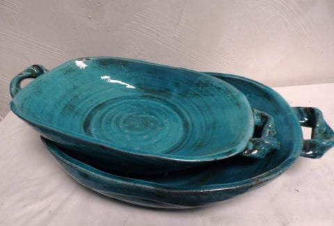 Exquisite Citrine Ceramic Scallop Platter With Glaze - Large Size