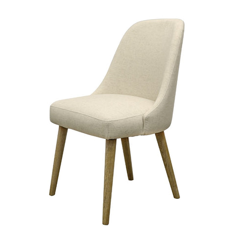 Genoa Wood Dining Chair - Cream Linen