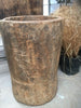 Antique Grinder Natural Wood Mexican Indoor Display Pot / Urn (Larger Version)