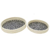Rattan & Mother Of Pearl Indoor / Outdoor Entertaining Serving Tray Set