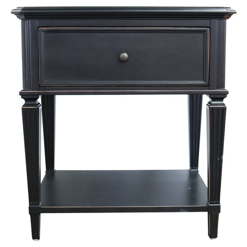 French Country Bronson Bedside Table / Side Table Shabby Chic Black Oak Wood