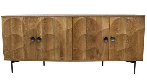 Cassie Carved Oak Sideboard Entertainment Unit Modern Coastal Chic