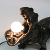 Whimsical Black & Bronze Hippo Bulb Table Lamp