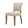 Oak & Cream Linen Modern Vintage Stud Detail Dining Chair