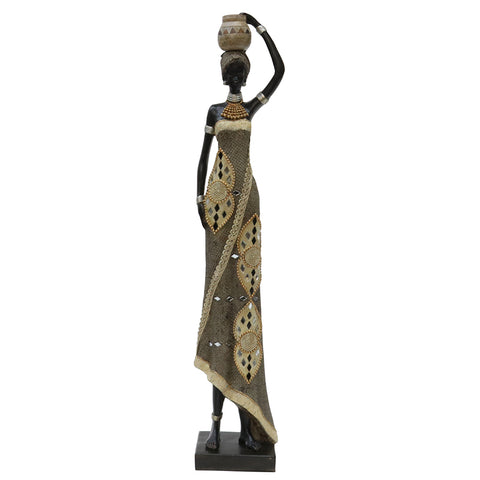 Taste of Africa Exquisite African Lady Holding Bowl On Head Cultural Decorative Ornament